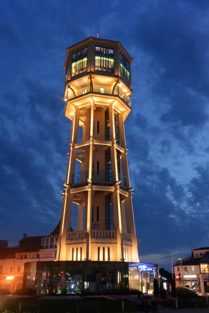 the Water Tower at night